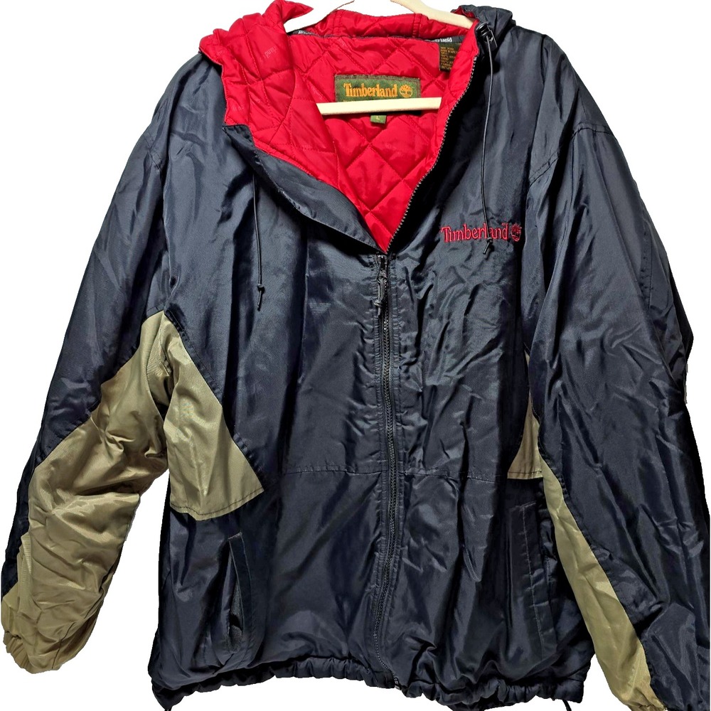 Timberland Weathergear Mens Winter Jacket Coat  Black Gray Large Waterproof Used
